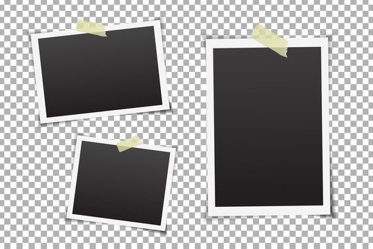 Vector collection of photo frames on the transparent background.