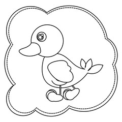 silhouette cloud frame with duck side view animal icon vector illustration