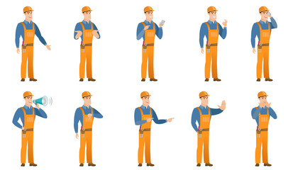 Vector set of builder characters.