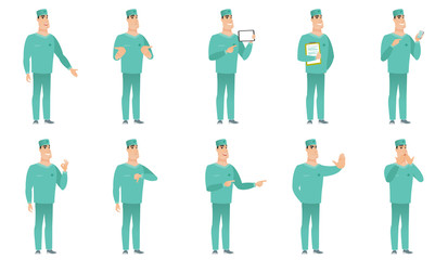 Vector set of surgeon characters.
