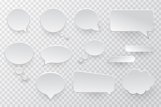 Vector collection of isolated speech bubbles on the transparent background.