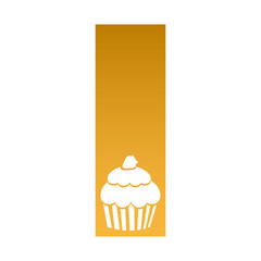 rectangle banner frame with silhouette cupcake dessert icon food vector illustration