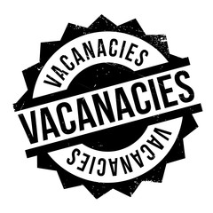 Vacanacies rubber stamp. Grunge design with dust scratches. Effects can be easily removed for a clean, crisp look. Color is easily changed.