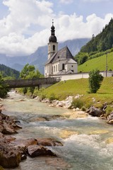 Fototapeta na wymiar Small church in Ramsau, Bavaria, Germany, 28 July 2014