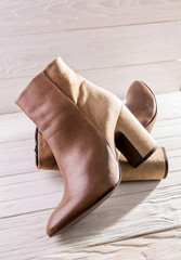 Beige leather womens shoes