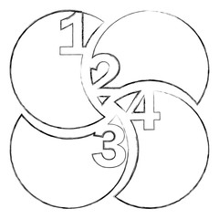 monochrome blurred contour of circular figures with numeration vector illustration