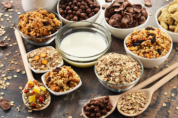 Composition with different sorts of breakfast cereal products