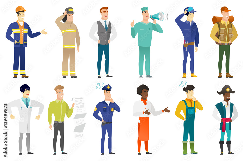Poster vector set of professions characters.