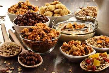 Composition with different sorts of breakfast cereal products