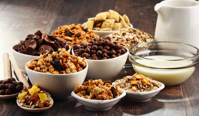 Composition with different sorts of breakfast cereal products