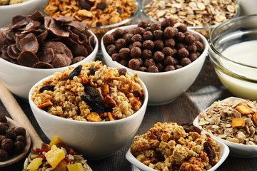 Composition with different sorts of breakfast cereal products