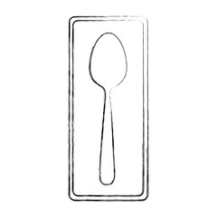 monochrome blurred contour of rectangle frame with silhouette spoon cutlery icon vector illustration