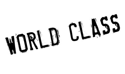 World Class rubber stamp. Grunge design with dust scratches. Effects can be easily removed for a clean, crisp look. Color is easily changed.