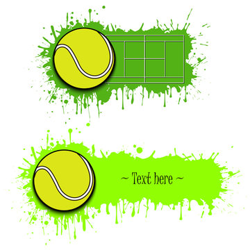 Set of hand drawn grunge banners with tennis ball