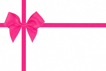 Pink ribbon bow isolated on white background