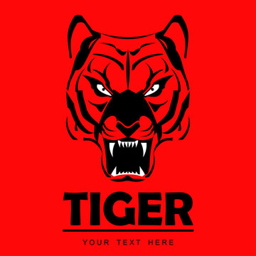 tiger, tiger head on red