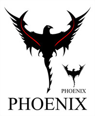 Black phoenix on white background