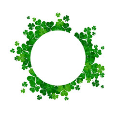 Saint Patrick's day vector frame with green shamrock - 139503699