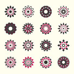 set of vector ornamental flowers in oriental style