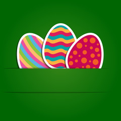 vector paper easter eggs on green background