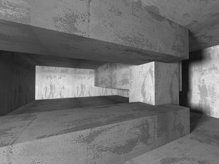 Obraz premium Dark concrete empty room. Modern architecture design