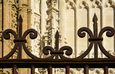 Spanish decorative grillwork of metal, Cathedral of Seville, Spain