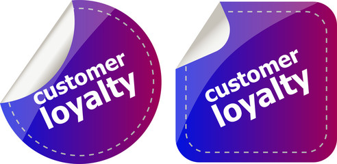 customer loyalty stickers set on white, icon button isolated on white