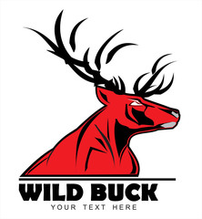 stag. deer. Wild Red Buck, symbolizing power, protection, dignity, etc