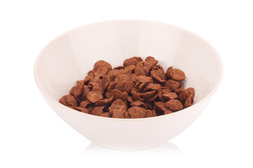 chocolate cereals isolated on white background
