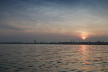Sunrise in the morning landscape of Thailand coast.