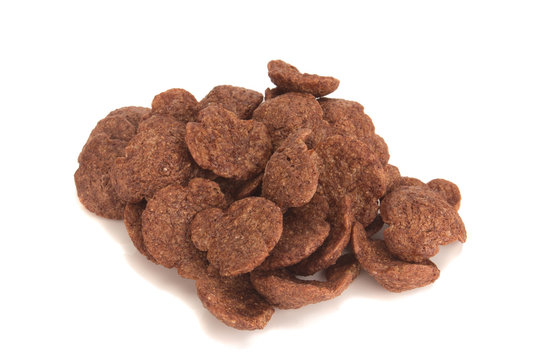 chocolate cereals isolated on white background