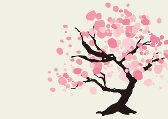 Naklejka premium 桜 枝 木 玉