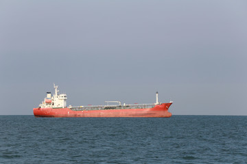 Marine cargo ship in sea.