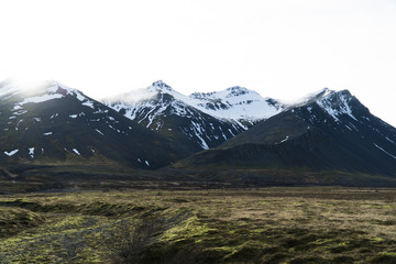 Snowcaped mountains in iceland