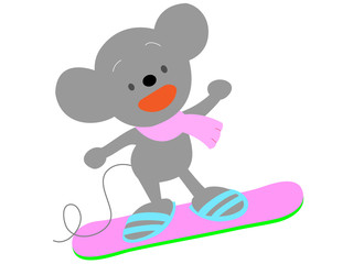鼠のスノーボード