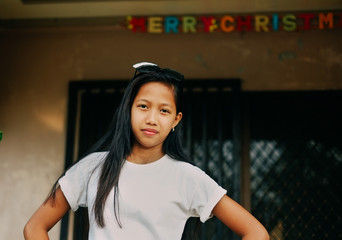 Natural portrait of young native asian girl