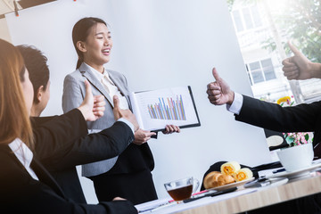 business teamwork idas concept with group of business people presentation and consulting at outdoor office space