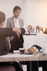 business teamwork idas concept with group of business people presentation and consulting at outdoor office space