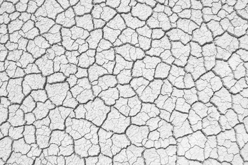 Soil drought cracks texture white background for design.