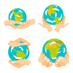 Globe earth in hand icon vector illustration.
