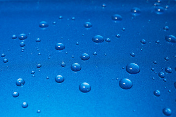 water drops on blue background