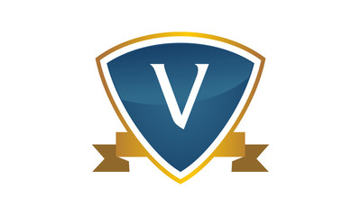 Shield Ribbon Letter V