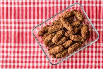 Tukish Meatballs Kuru Kofte. copy space