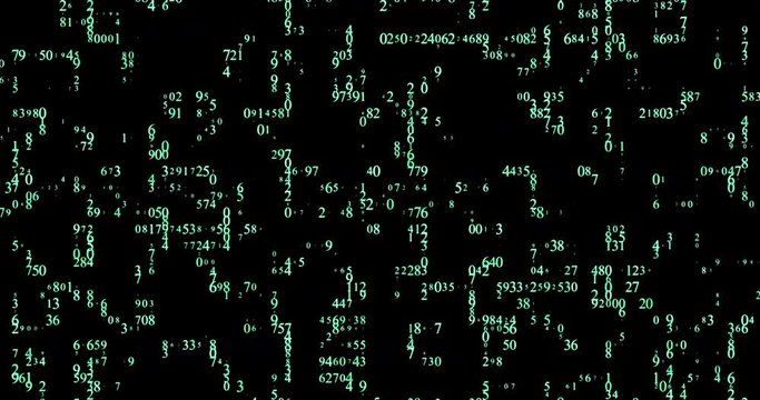 cyberspace set of random numbers glowing on a black background