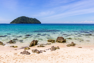 Blue water and the beach at lipe island south of Thailand