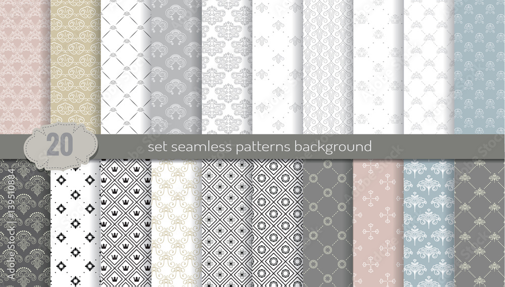Wall mural vector damask seamless pattern background.pattern swatches included for illustrator user, pattern sw