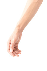 Man arm with blood veins on white background, health care and medical concept