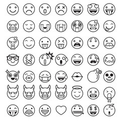 Emoji emoticons symbols icons set. Vector Illustrations