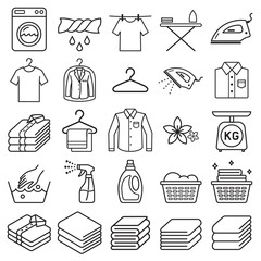 laundry service icons. Vector illustrations. - obrazy, fototapety, plakaty