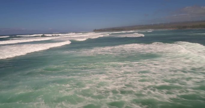 Aerial video waves on Kaiaka Bay Oahu Hawaii